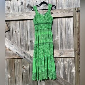 Phool Green Maxi Dress 100% Indian Cotton Size S